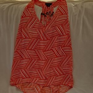 Patterned Orange Sleeveless Top
